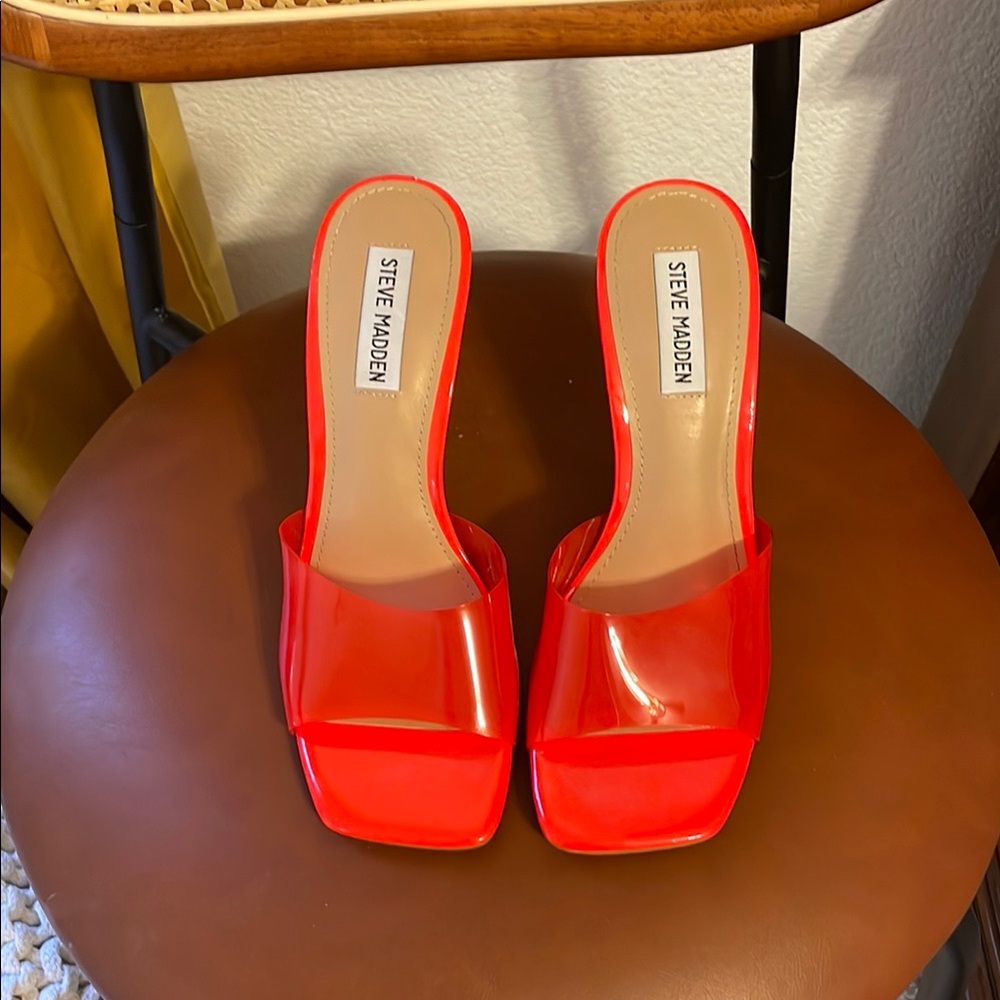 Steve Madden Red Heeled Mules
